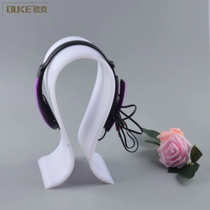 U Shape White Acrylic Headphone Stand